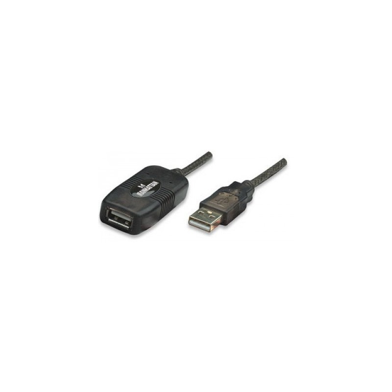 Cable USB MANHATTAN - 20 m, USB A, USB A, Macho/hembra, Negro