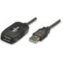 Cable USB MANHATTAN - 20 m, USB A, USB A, Macho/hembra, Negro