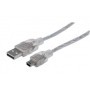 Cable USB a Mini USB MANHATTAN - 1, 8 m, USB A, Mini-USB B, Macho/Macho, Transparente