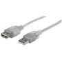 Cable USB - Extension MANHATTAN - 3 m, USB A, USB A, Macho/hembra