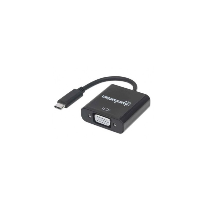 Convertidor USB C a VGA MANHATTAN 151771 - Negro, USB C, VGA, Macho/hembra