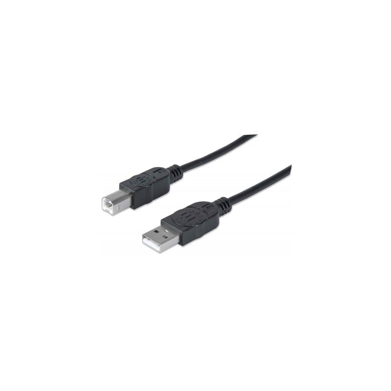 Cable USB tipo B MANHATTAN - 1, 8 m, USB A, USB B, Macho/Macho, Negro