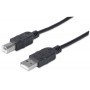 Cable USB tipo B MANHATTAN - 1, 8 m, USB A, USB B, Macho/Macho, Negro