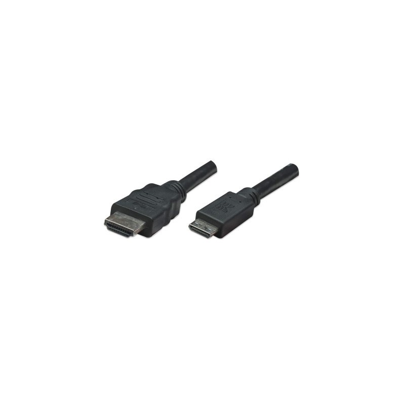 Cable Mini HDMI a HDMI MANHATTAN 304955 - 1, 8 m, Mini-HDMI, Mini-HDMI, Macho/Macho, Negro