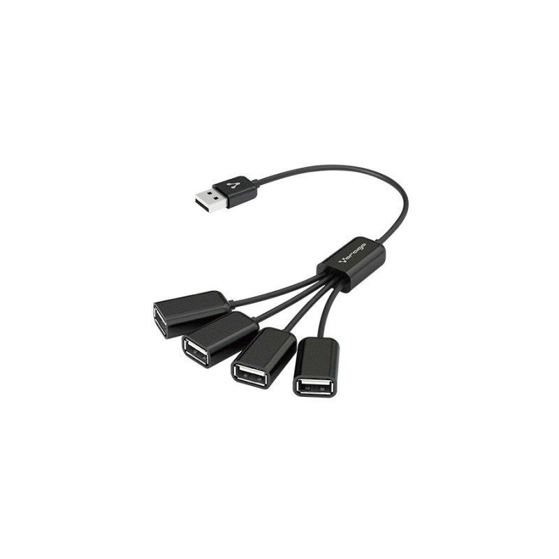 Hub USB VORAGO HU-101 - USB 2.0, Negro, 4 puertos