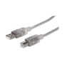 Cable USB MANHATTAN - 5 m, USB A, USB B, Macho/Macho