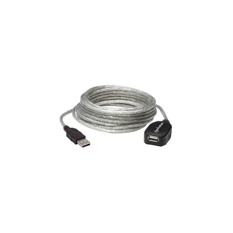 Cable USB - Extension MANHATTAN - 5 m, Macho/hembra, Plata