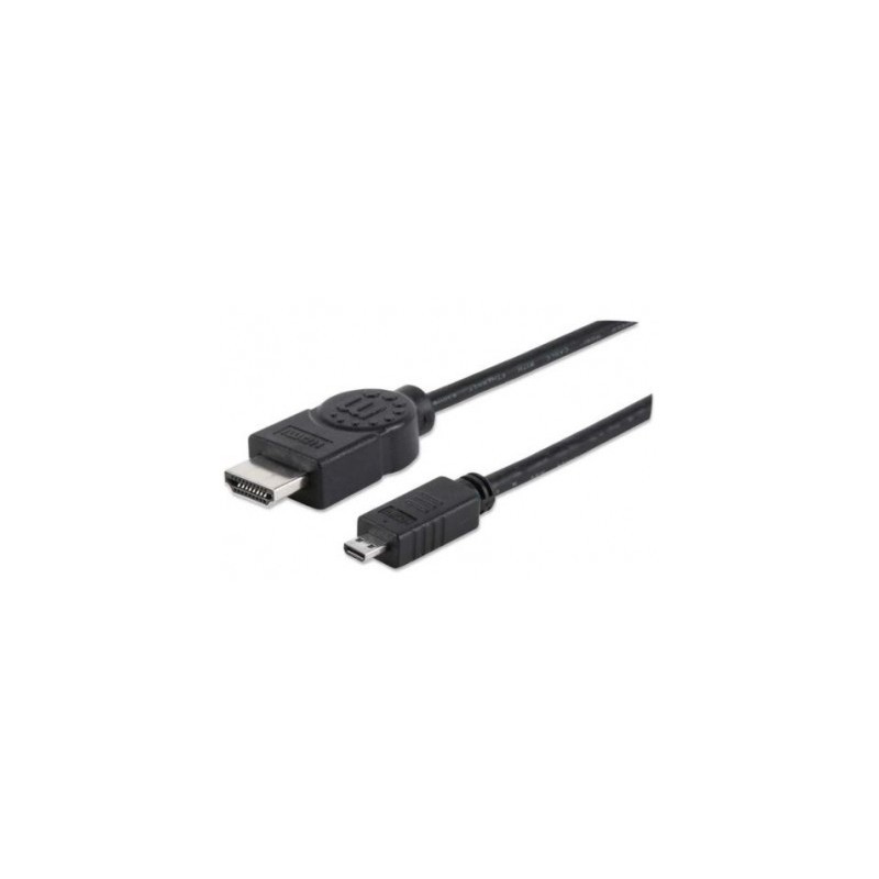 Cable HDMI  MANHATTAN - 2 m, HDMI, Micro-HDMI, Macho/Macho, Negro