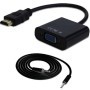 Convertidor HDMI a VGA - C/Audio 3.5, Negro, BROBOTIX 110964N