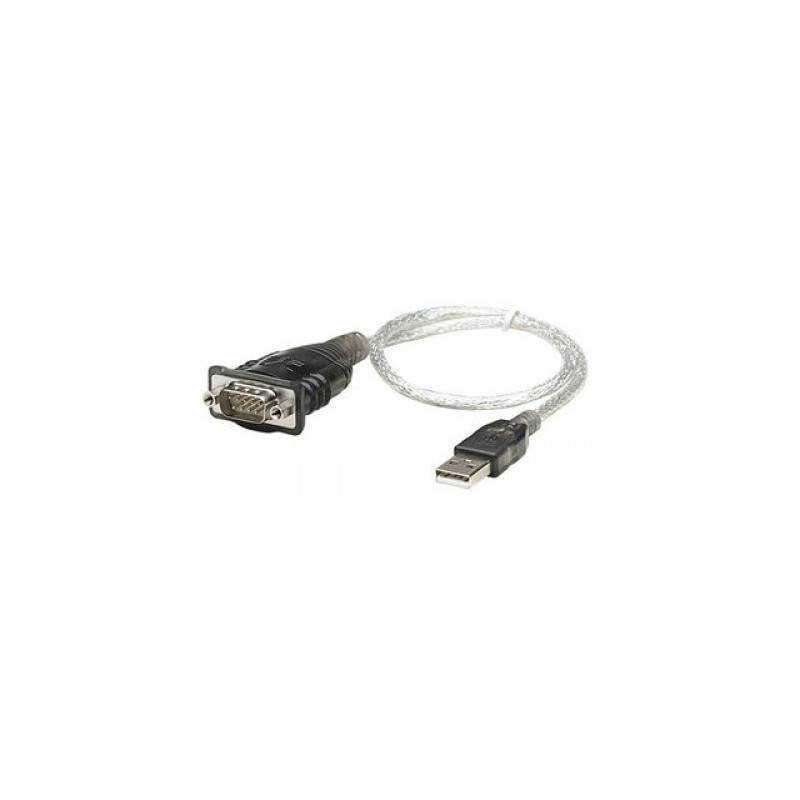 Convertidor de USB a Serial MANHATTAN 205153 - 0, 45 m, Transparente, RS-232, USB 2.0 A, Macho/Macho