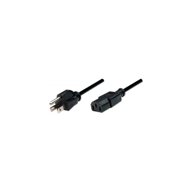 Cable de corriente MANHATTAN - Macho/Macho, 1, 8 m, Negro, 10