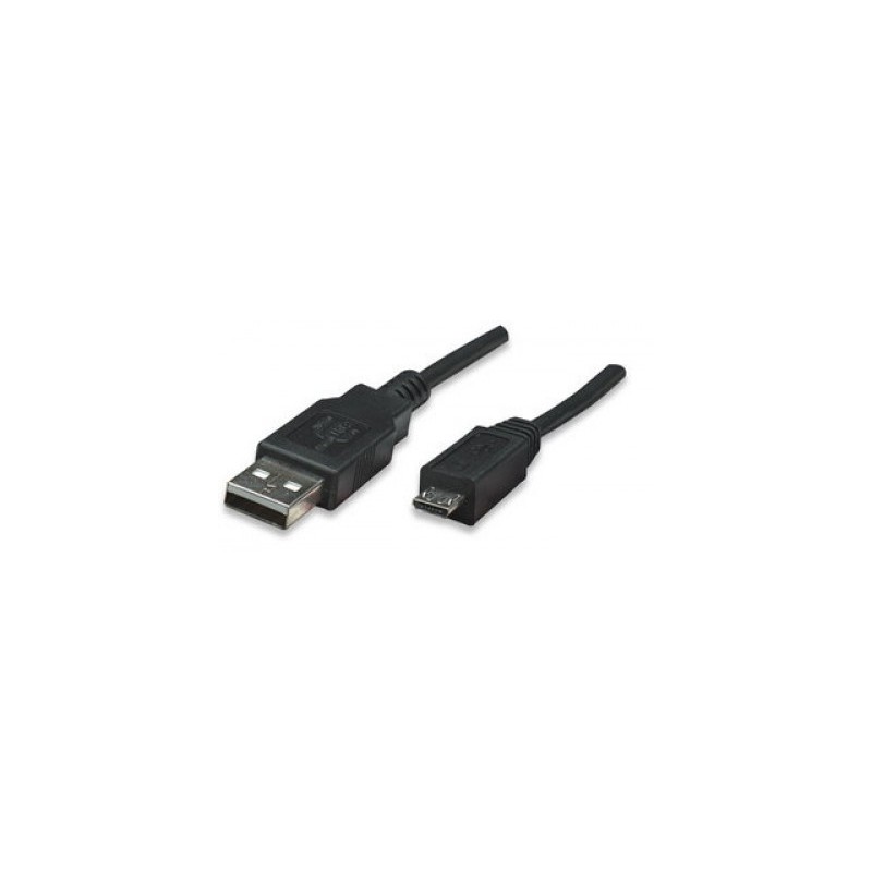 Cable USB - Micro B - Micro USB MANHATTAN - 1, 8 m, USB A, Micro-USB B, Macho/Macho, Negro