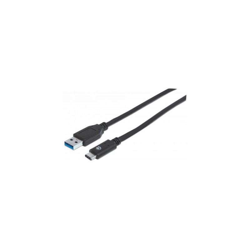 Cable USB C MANHATTAN 353373 - USB C, 1 m, Negro