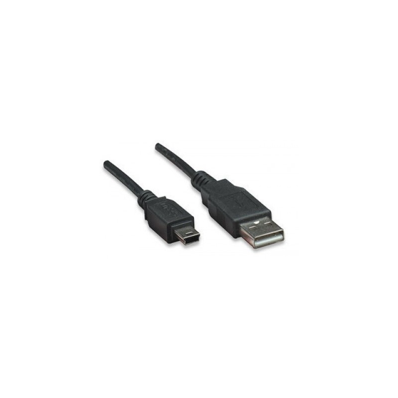 Cable PC MANHATTAN - 1, 8 m, USB A, Mini-USB B, Macho/Macho, Negro