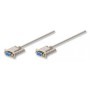 Cable serial - DB9 - RS232 - Null Modem MANHATTAN - 1, 8 m, DB9, DB9, Gris, Hembra/hembra