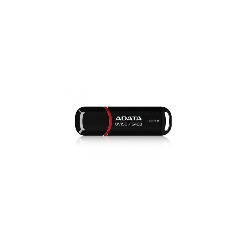 Memoria USB ADATA UV150 - Negro, 64 GB, USB 3.2 (retrocompatible con 3.0 y 2.0), 100 MB/s