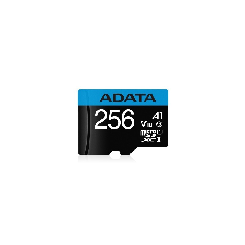 Micro SD 256GB Class 10 ADATA  Premier A1 UHS-I - 256 GB, 100 MB/s, 25 MB/s, Negro, Clase 10