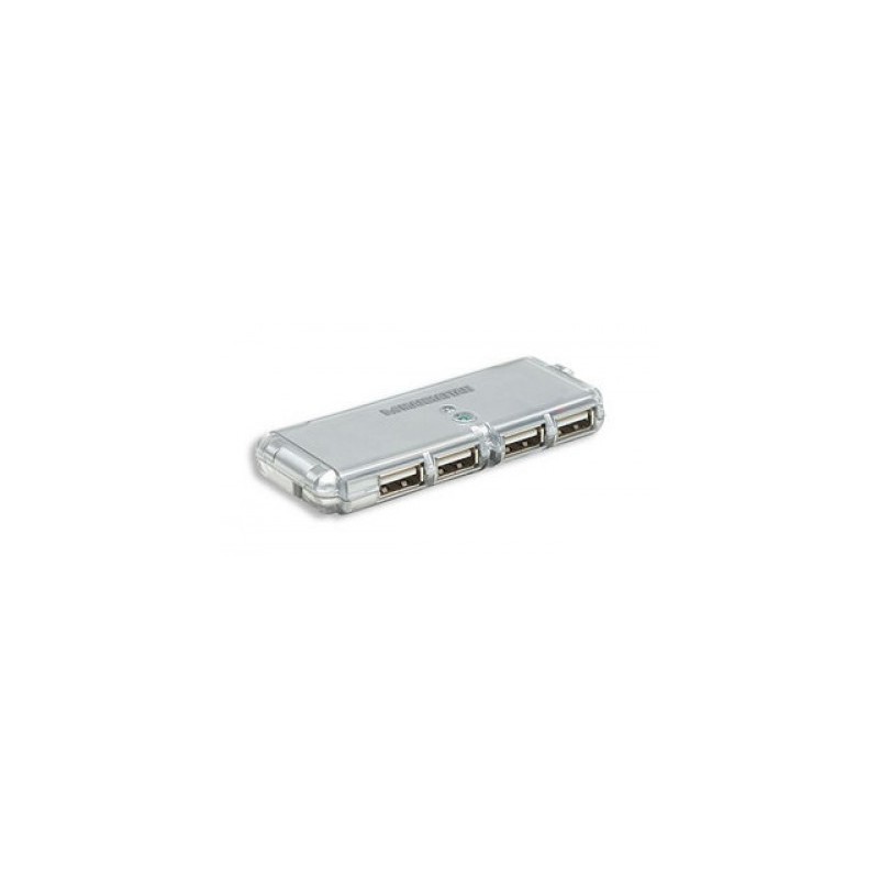 Hub USB MANHATTAN 160599 - USB 2.0, Gris, 4 puertos