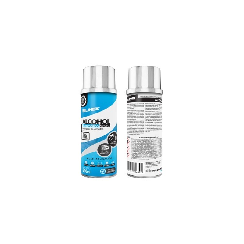 Alcohol Isopropílico SILIMEX Aerosol Envase 250 ml  280gr. - Azul, Alcohol Isopropílico, Componentes Electrónicos