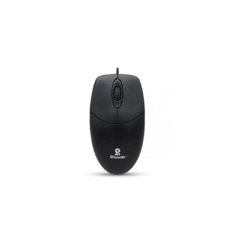 Mouse Básico USB BROBOTIX 497202 - Negro, 3 Botones, Alámbrico, Óptico