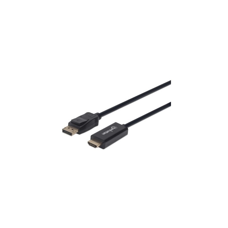 Cable DisplayPort a HDMI MANHATTAN 153188 - 3 m, DisplayPort, HDMI, Negro, Macho/Macho