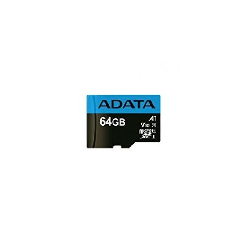 Micro SD ADATA AUSDX64GUICL10A1-RA1 - 64 GB, 100 MB/s, 25 MB/s, Negro, Clase 10