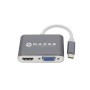 Adaptador Tipo C a HDMI+VGA Naceb Technology NA-0113 - Plata, USB C, HDMI+VGA