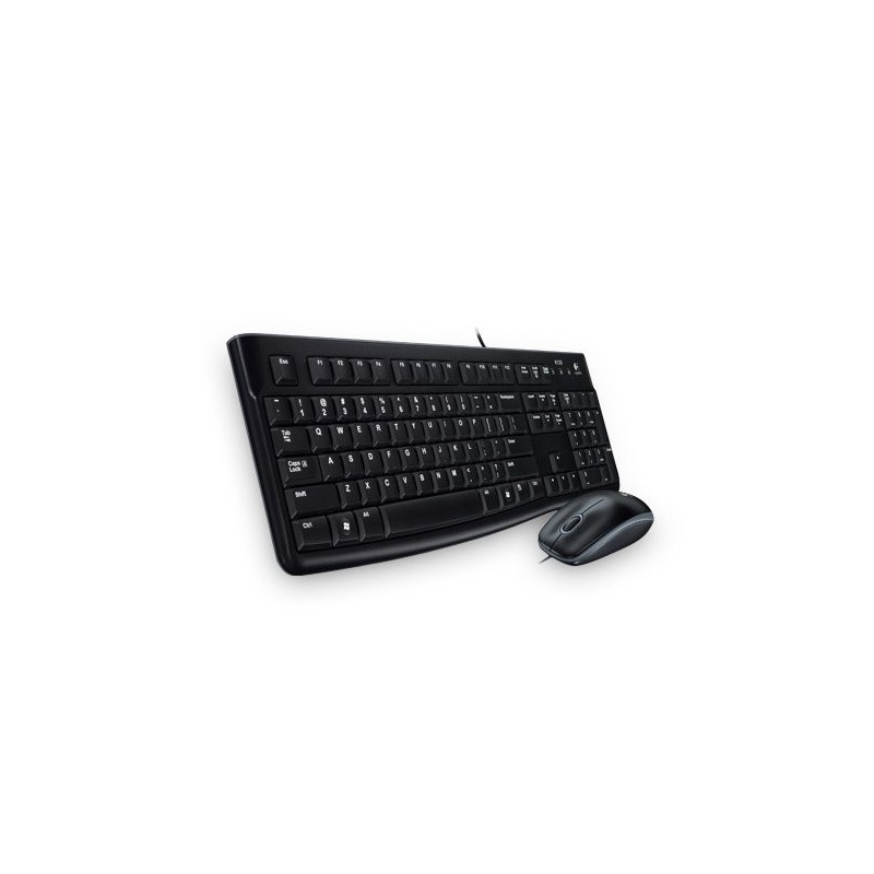 Kit de Teclado y Mouse LOGITECH Media Combo MK120 - Estándar, Negro, 1000 DPI