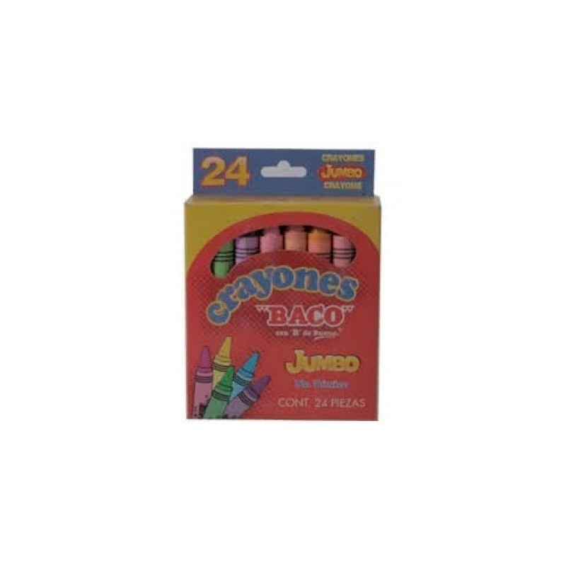 Crayones BACO JUMBO 65490. Surtido con 24 Piezas Colores Variados. -