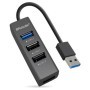 HUB USB BROBOTIX 263021 - USB 2.0, V2.0 y V3.0  4 puertos, 5120 Mbps, Negro