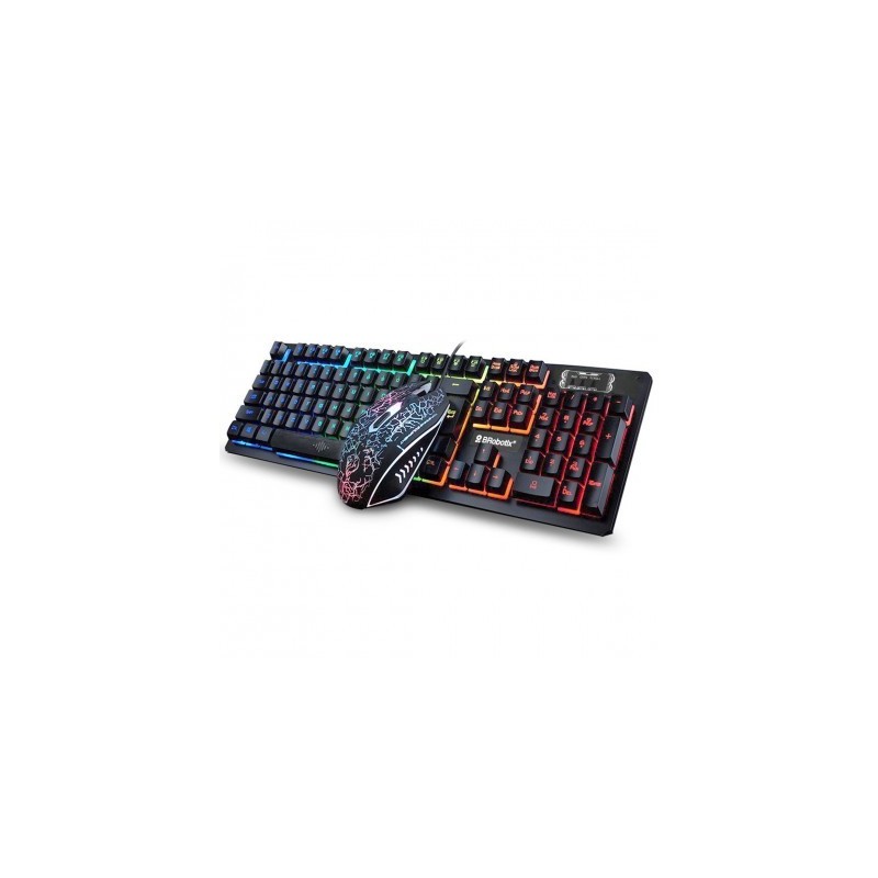 Teclado y Mouse USB RGB Negro BROBOTIX 458977 - Negro, DPI ajustables 800 / 1600 / 2000 / 2400