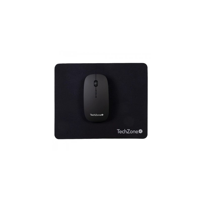 Mouse Inalámbrico Recargable con Mousepad TECHZONE TZ18MOUINAMP-NG - Negro, Inalámbrico, 800 - 1600 DPI