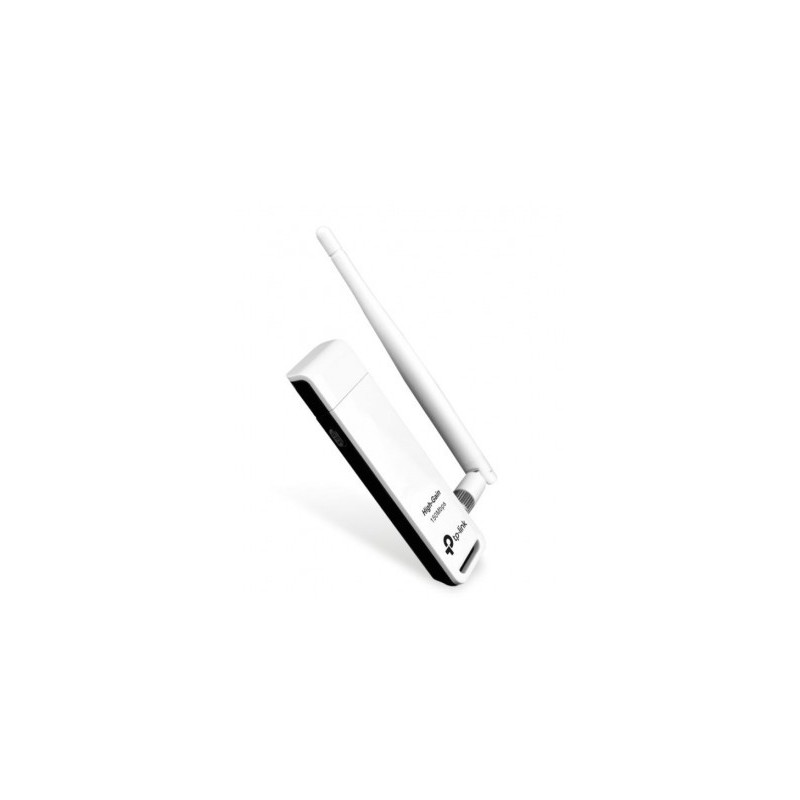 Adaptador USB TP-LINK TL-WN722N - Inalámbrico, 150 Mbit/s, Color blanco