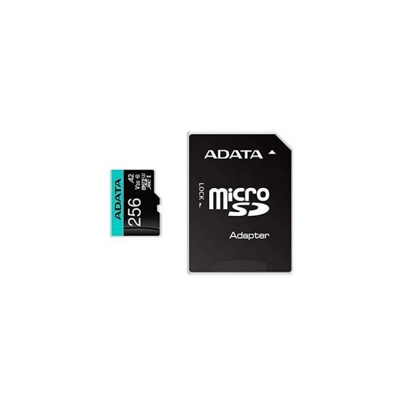 Micro Secure Digital ADATA AUSDX256GUI3V30SA2-RA1 - 256 MB, Negro, Clase 10