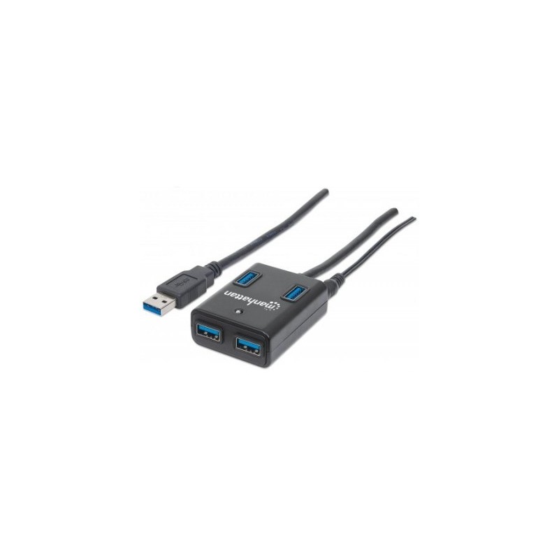 Hub USB MANHATTAN - USB 3.0, Negro, 4 puertos