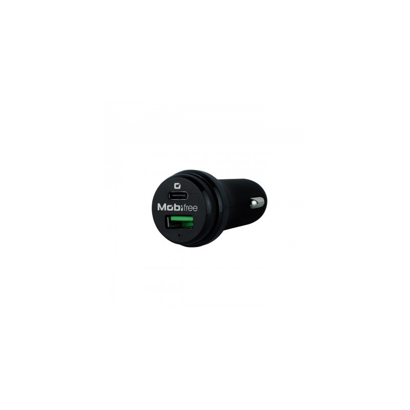 Cargador Mobifree Cargador de Coche USB y Tipo C - Negro, Auto, Corriente alterna, USB, 1