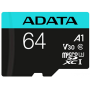 Micro Secure Digital Premier A2  ADATA UHS-I 64GB - 64 GB, Negro, UHS-I Class 10