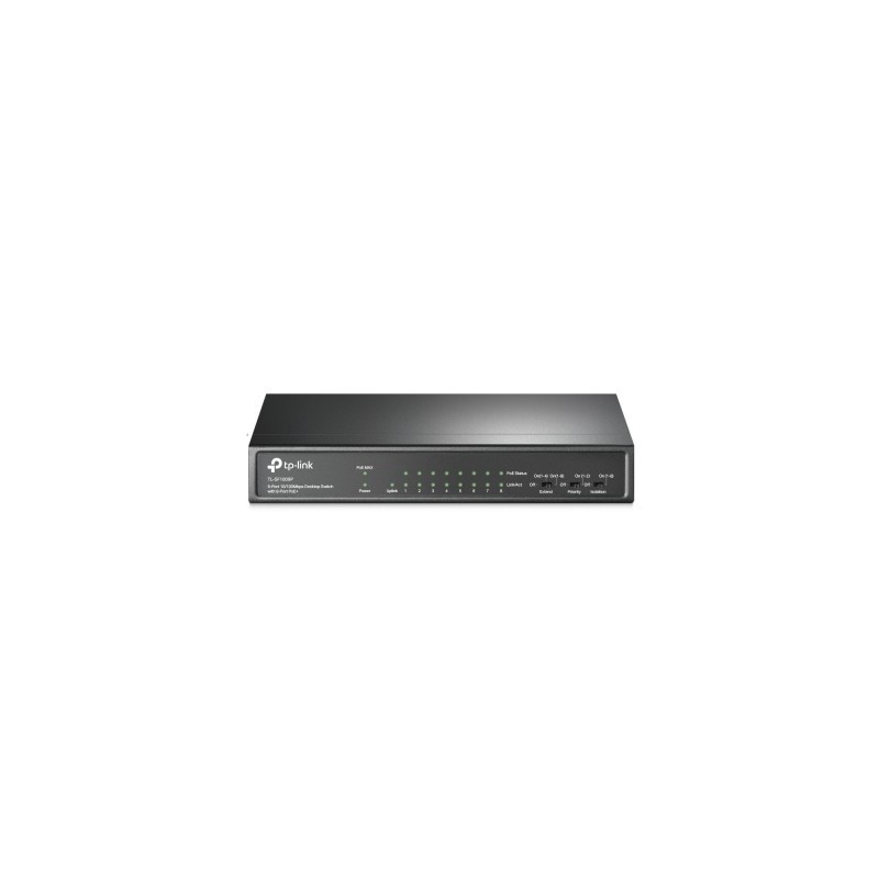 Switch TP-LINK TL-SF1009P - Negro, 8 puertos 10/100 Mbps POE + 1 puerto 10/100Mbps, No administrable 10/100Mbps POE