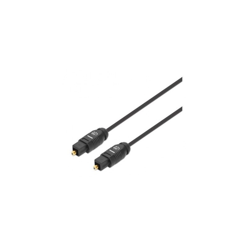 Cable de Audio Digital Optico Toslink  MANHATTAN 356077 - 2 m, Macho / Macho, Negro