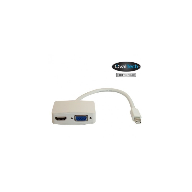 Adaptador Mini DisplayPort  a HDMI / VGA color blanco.  Premium OvalTech -