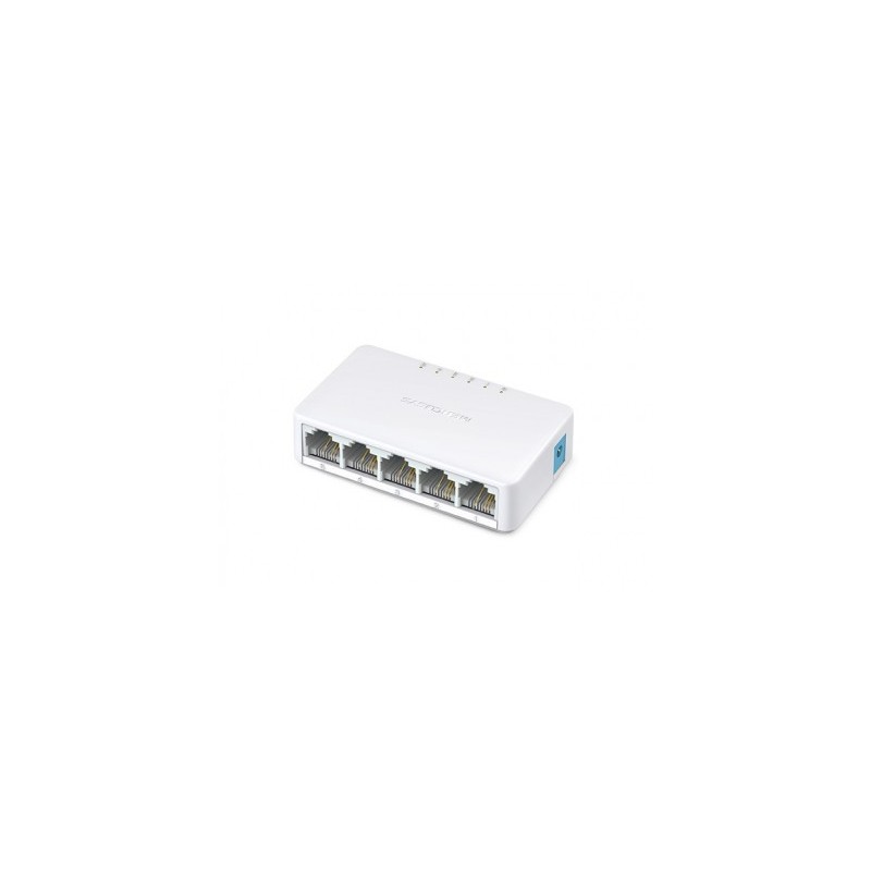 Mini Switch MERCUSYS MS105 - Color blanco, 5 puertos, RJ-45