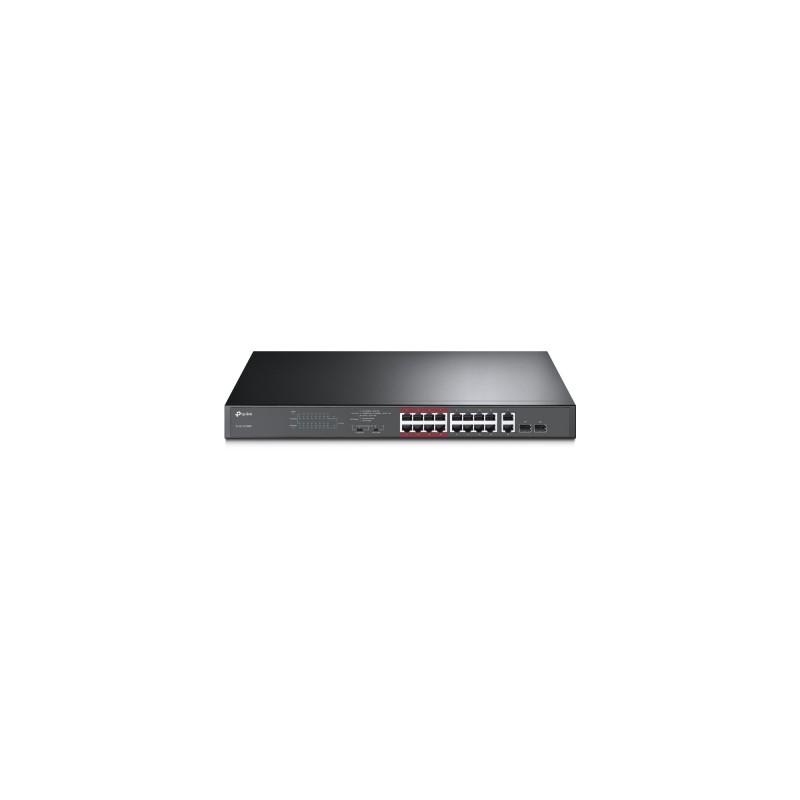 SWITCH POE TP-LINK TL-SL1218MP - 10/100Mbps + 2 Gigabit, Negro, 18, 7W, 16 puertos