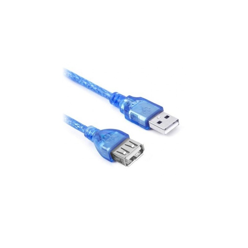 Cable USB V2.0 BROBOTIX 651534 - USB V2.0, Tipo A, USB V2.0, Tipo A, Macho/hembra, 5 m, Azul Traslucido