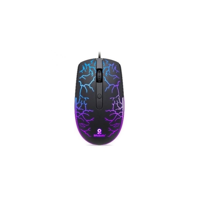 Mouse USB Iluminado RGB Storm  BROBOTIX 263946 - Negro, USB, 800/1200/1600 DPI