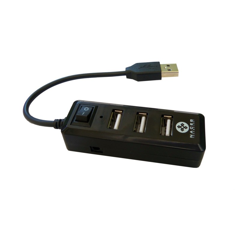 Hub USB Naceb Technology - USB, USB A, Negro