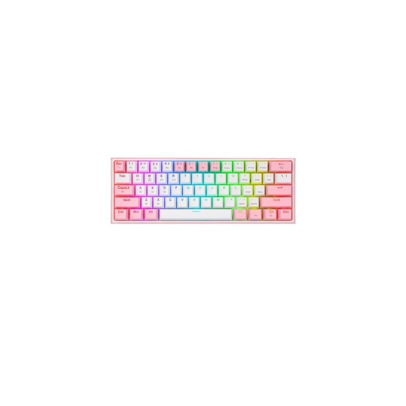 Teclado Mecánico Redragon Fizz Pro White/Pink - Blanco y Rosa