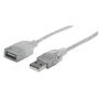 Cable USB - Extensión MANHATTAN - 1, 8 m, USB A, USB A, Macho/hembra