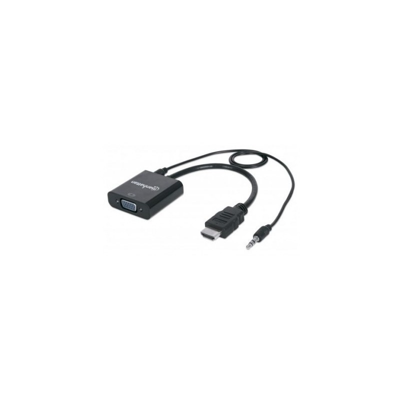 Convertidor  HDMI a VGA MANHATTAN - VGA, HDMI/3.5mm, Macho/hembra, Negro