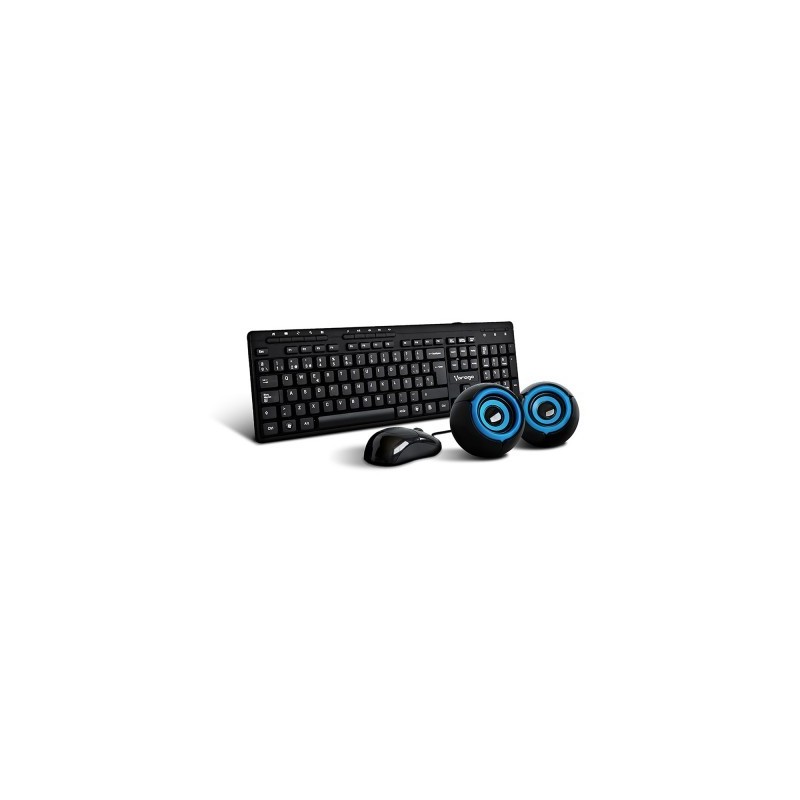 Kit Teclado y Mouse VORAGO - Estándar, 105 teclas, Negro, 1000 DPI