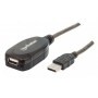 Cable USB - Extension MANHATTAN - 10 m, USB A, USB A, Macho/hembra, Negro